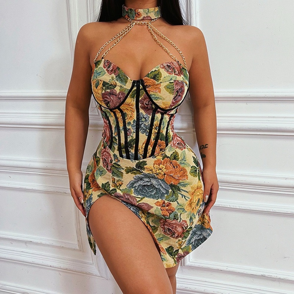 Floral Halter Neck Dress